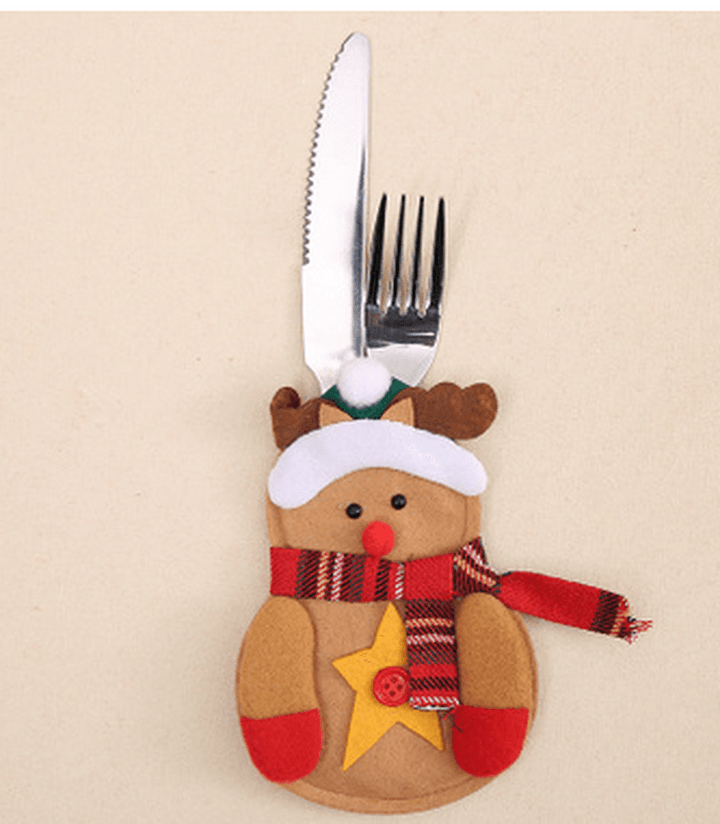 6PCS Christmas Santa Claus Tableware Holder Pocket Xmas Dinner Cutlery Bag Decor - MRSLM