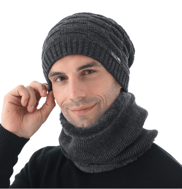 Wool Knitted Hat and Scarf Suit Men