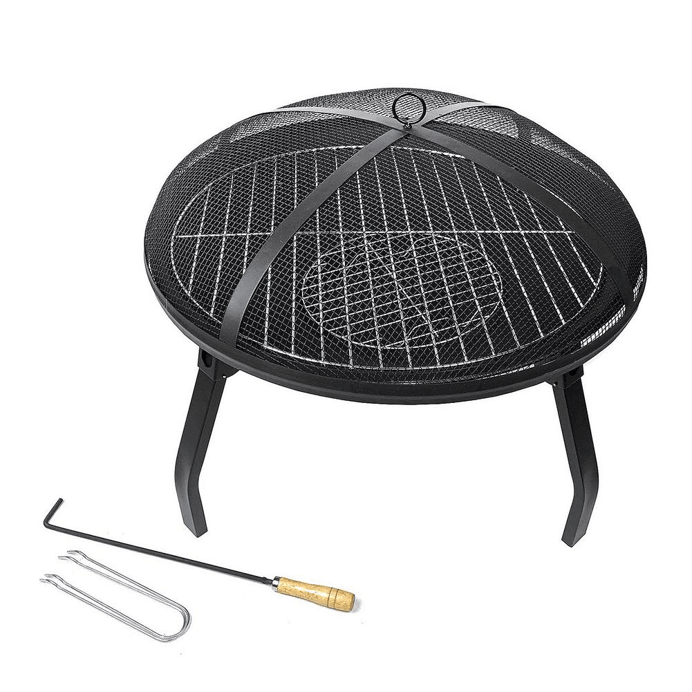 Ipree¬Æ 22Inch Fire Pit Portable Outdoor Wood Burning Steel Firepits BBQ Grill Camping Picnic Travel Garden Patio