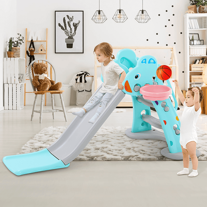 2-In-1 Kids Baby Slide Climber Multifunctional Basketball Frame Sports Toys Indoor Household Playground Children Gift for 0-6 Years Old