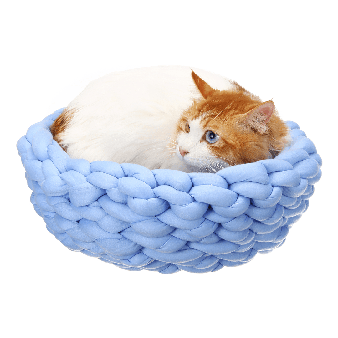 40CM Handmade Knitting Pet Cat Dog Pet Bed Nests House Cushion Mat Pad Washable - MRSLM