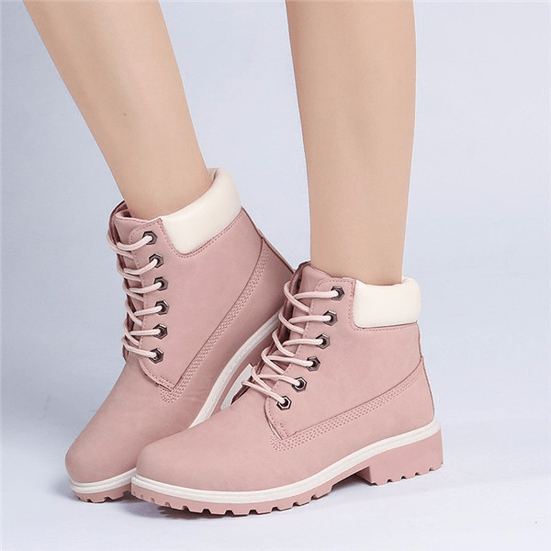 Women Fur Lining Lace up Outdoor Winter Casual Snow Ankle Boots