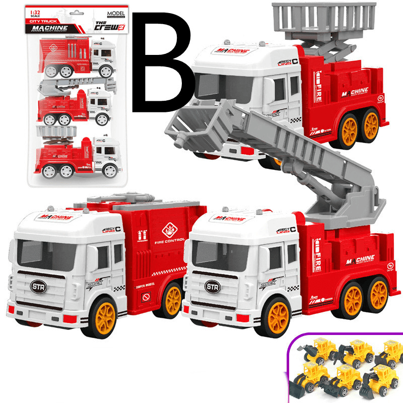 Children'S Car Toy Inertial Crane Excavator Truck Fire Truck Set