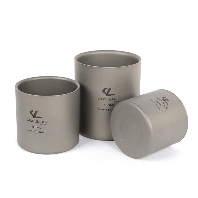 Campleader 3 Pcs Titanium Cup Set 120/180/300Ml Ultralight Bowl Water Mug Camping Picnic BBQ Tableware Set