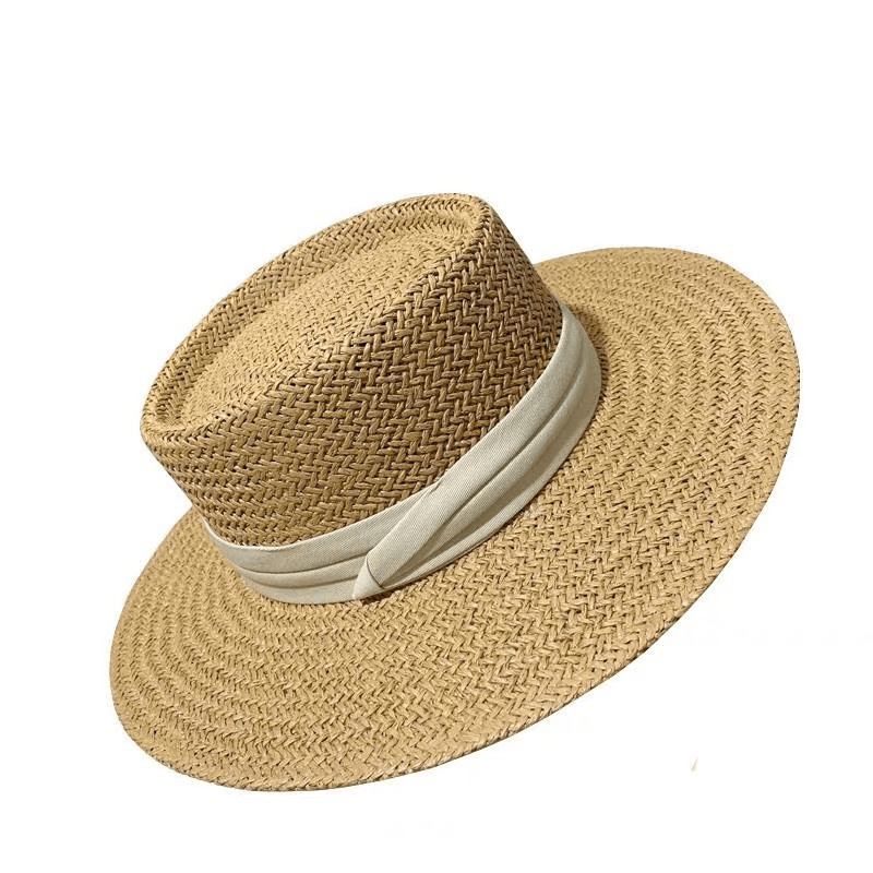 Summer Hat Flat Straw Hat Female Raffia Straw Hat Beach Vacation Sun Shade Sun Hat Fisherman Hat Net Red