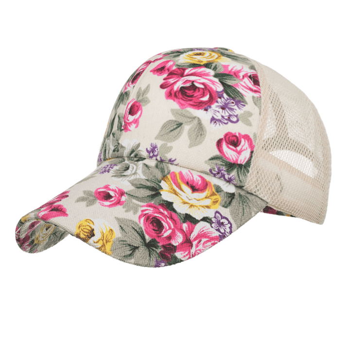 Women Summer Outdoor Print Breathable Mesh Baseball Cap Casual Adjustable Visor Hat - MRSLM