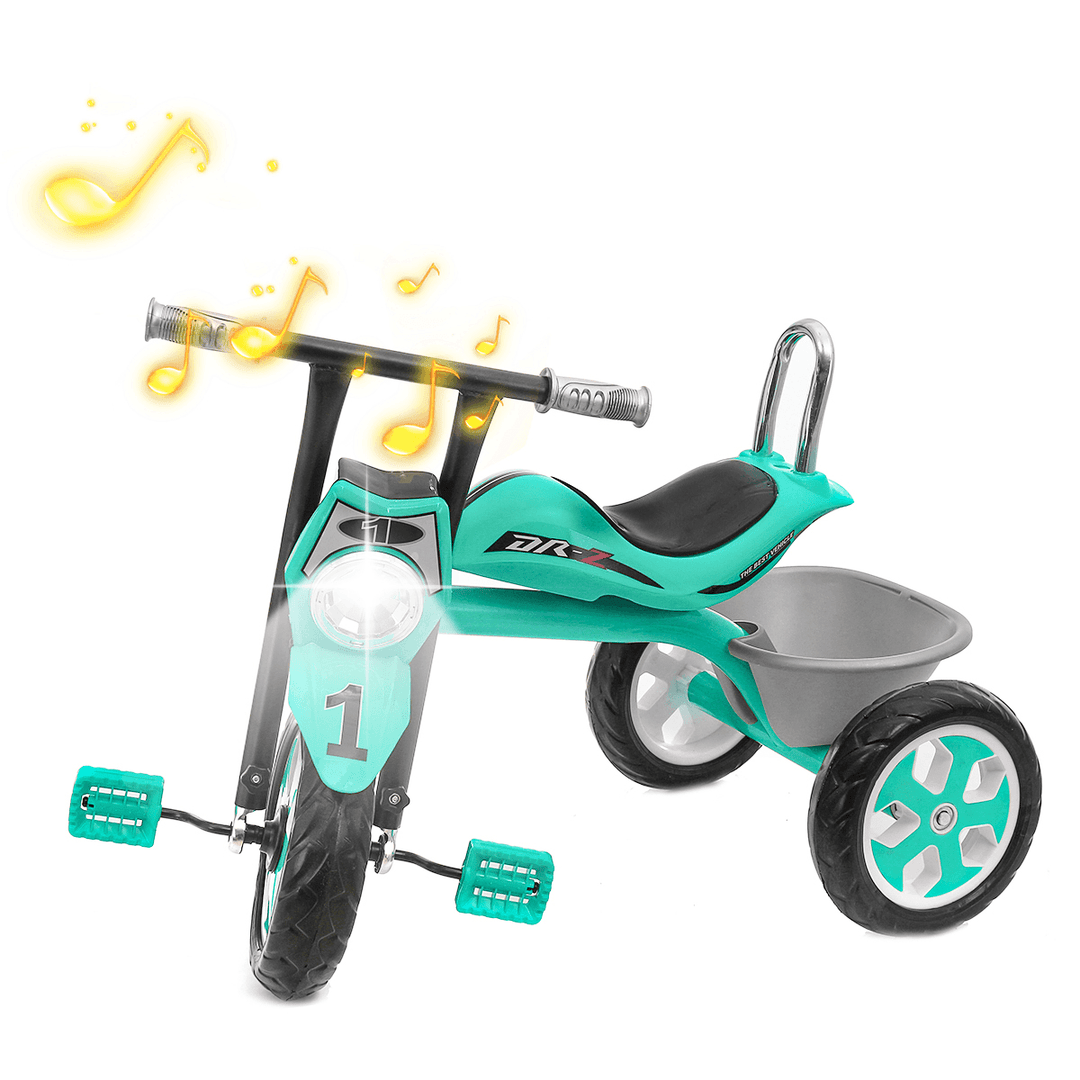 Baby Pedals Tricycle with Music LightÔºÜBasket Kids Toddler Walker Children Bicycle Outdoor Garden Bike for 2-5 Years Old BoysÔºÜGirls Gifts