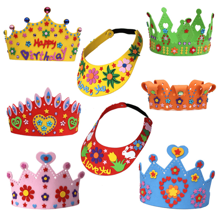 Holiday Handmade DIY Birthday Crown Sun Hat Glasses Eva Making Paste Painting Children Making Material Package