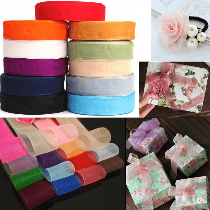 50 Yard 25Mm Transparent Organza Ribbon Wedding Party DIY Decoration