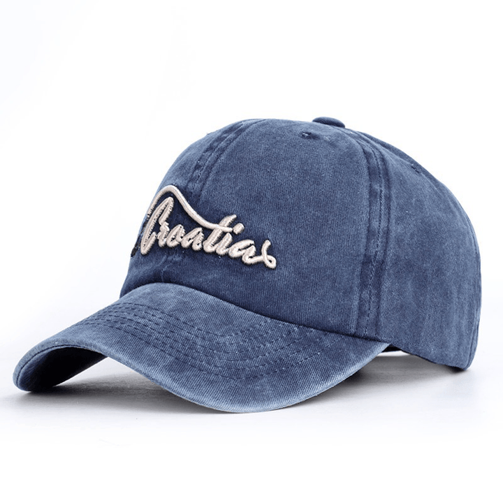 Plus Size Adjustable Letter Embroidered Baseball Cap Outdoor Washed Cotton Sunbonnet - MRSLM