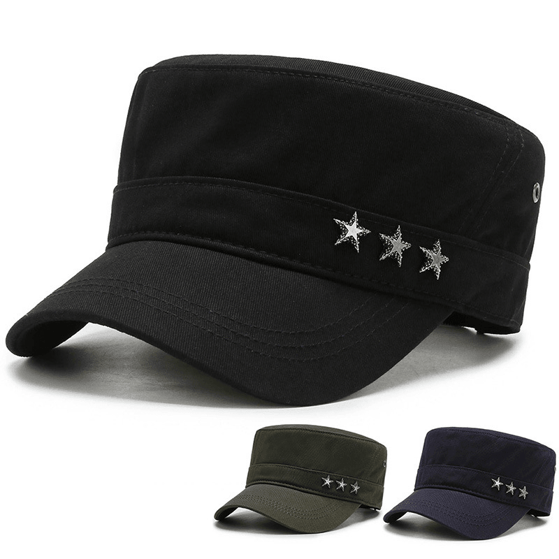 Cotton Flat Top Military Cap Five-Star Peaked Cap