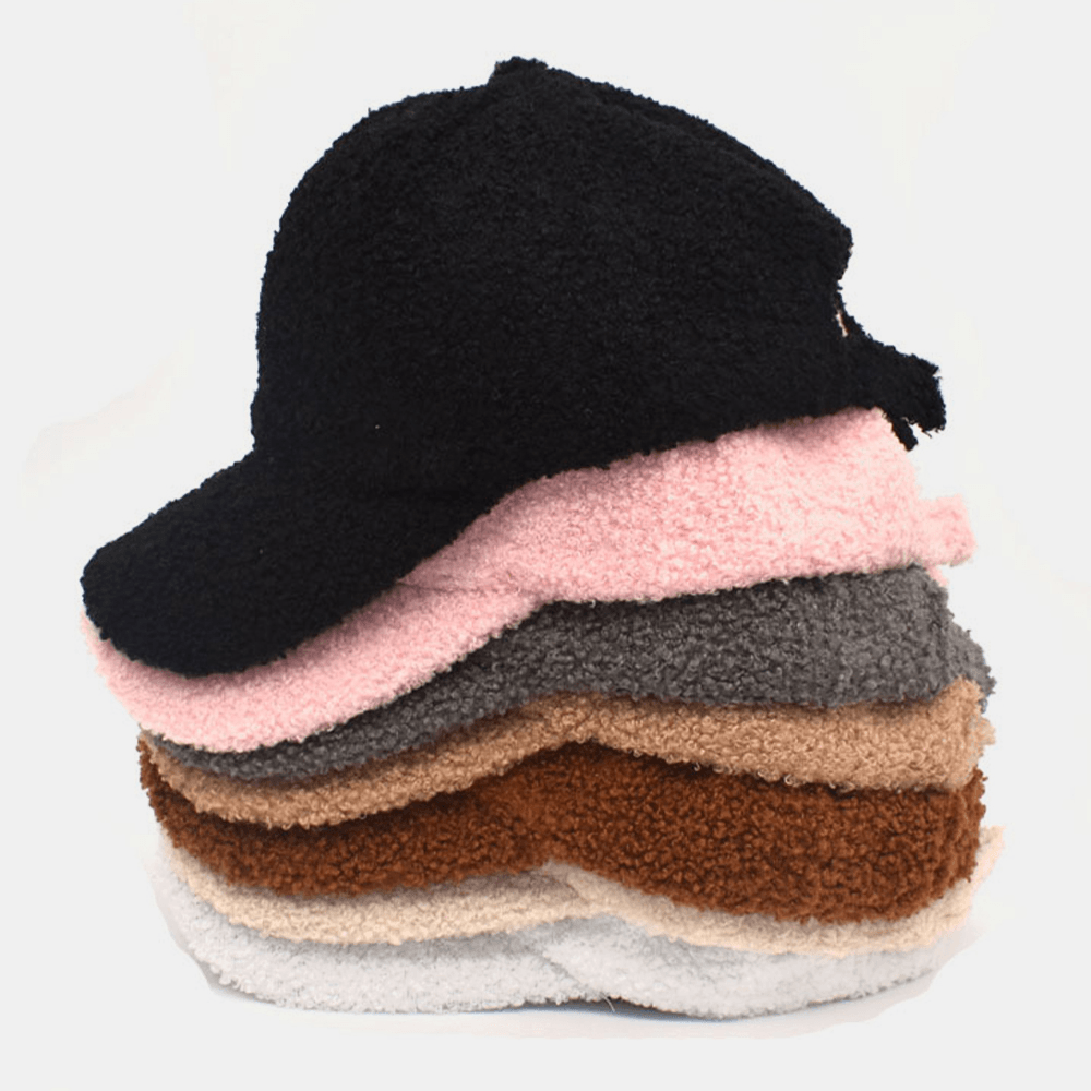 Women Lamb Hair Warm Winter Outdoor Sunvisor Casual Couple Hat Baseball Hat