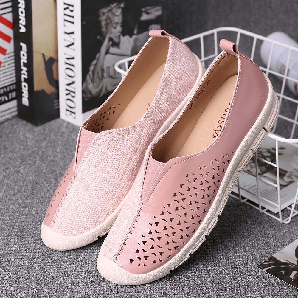 LOSTISY Women Colorblock Comfy Hollow Breathable Casual Flats