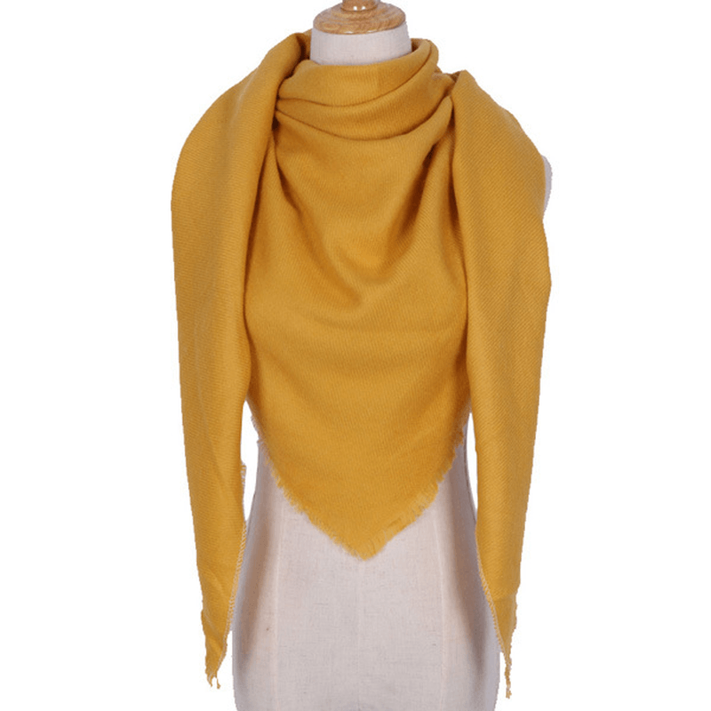 Pure Color Triangle Scarf Female Imitation Cashmere Warm Shawl