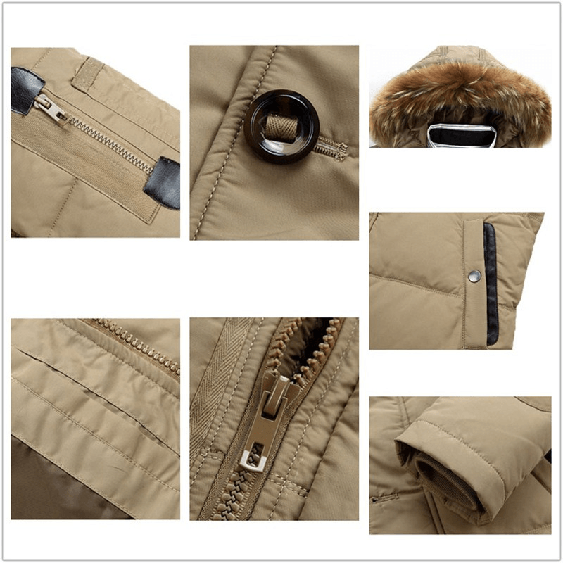 Mens Winter Thick Warm down Jacket Furry Hood Padded Parka