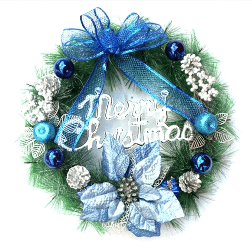 2020 Christmas Wreath Garland Merry Christmas Front Door Wreath Artificial Plants Flower Wall Window Hanging Ornament