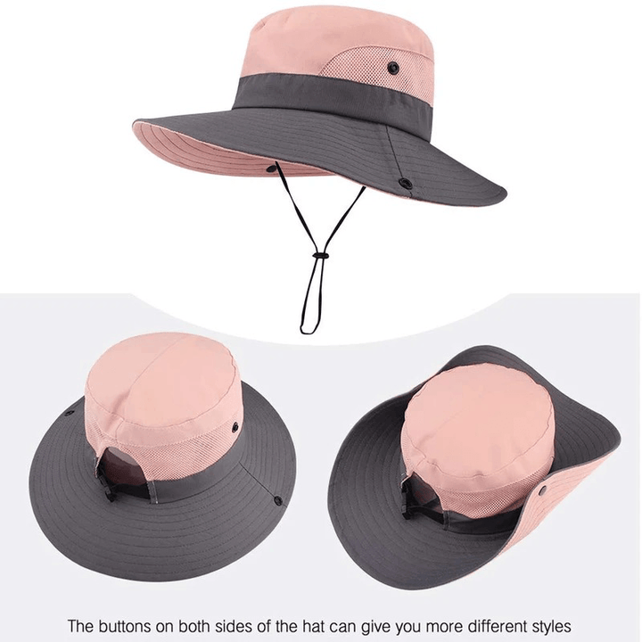 Sunscreen UV Protection Fishing Mountaineering Sun Hat Wild Brim Foldable Adjustable Bucket Hat for Female