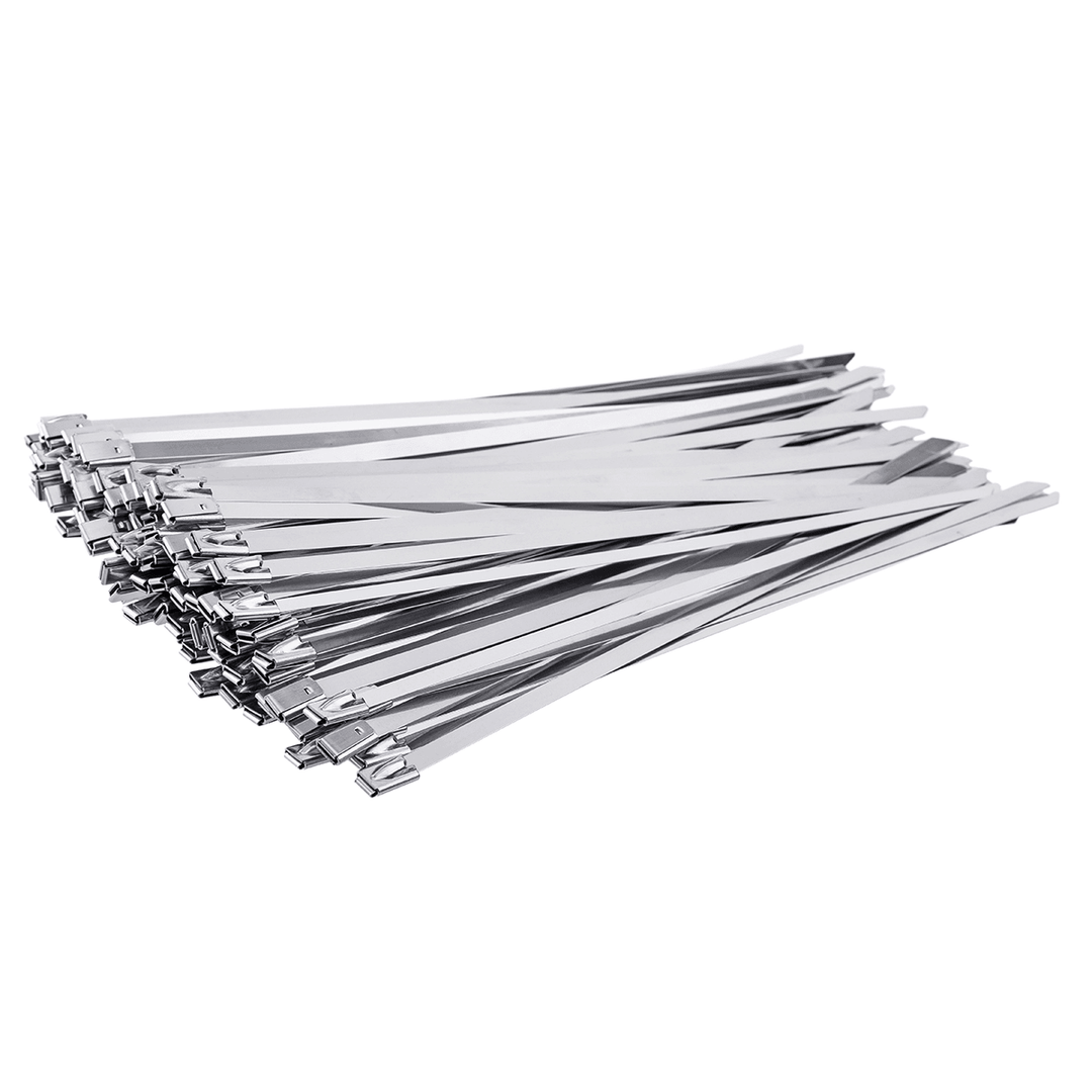 100Pcs 4.6X200Mm Stainless Steel Zip Tie Exhaust Wrap Coated Locking Cable Ties