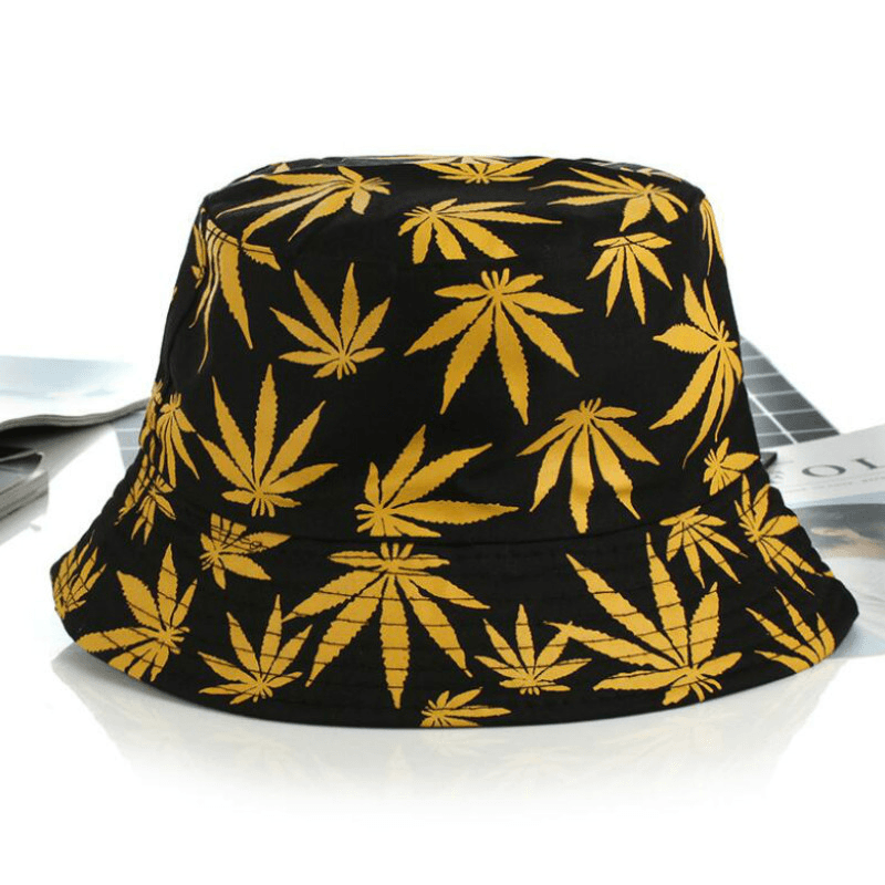 Hemp Leaf Fisherman Hat Cotton Maple Leaf Basin Hat Men and Women Fashion Fishing Hat Summer Outdoor Shade Sun Sat