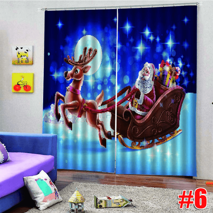 2PCS 3D Print Window Curtain Drapery Door Screen Panel for Christmas Decoration - MRSLM