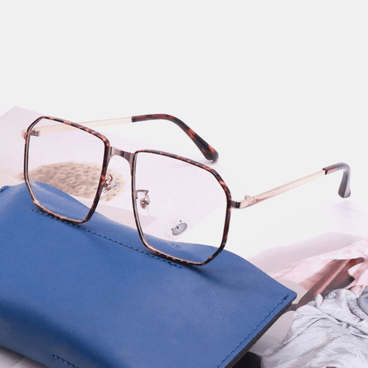 Unisex Polygonal Metal Full Frame Myopia Glasses Frame Anti-Blue Light Fashion Flat Glasses