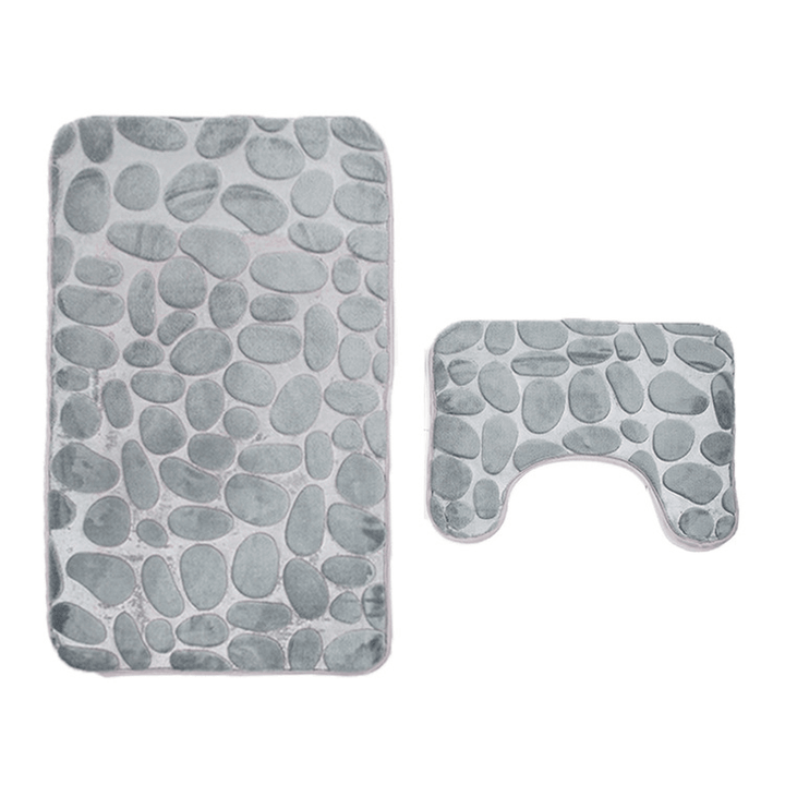 2Pcs Flannel Toilet Lid Bath Rugs Soft Floor Home anti Slip Liner Memory Foam Durable Cover Shower Carpets Bathroom Mat Set - MRSLM