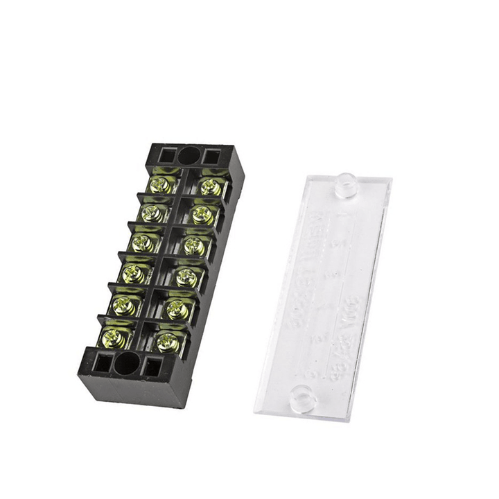 Excellway¬Æ TB-2506 600V 25A 6 Position Terminal Block Barrier Strip Dual Row Screw Block Covered W/ Removable Clear Plastic Insulating Cover