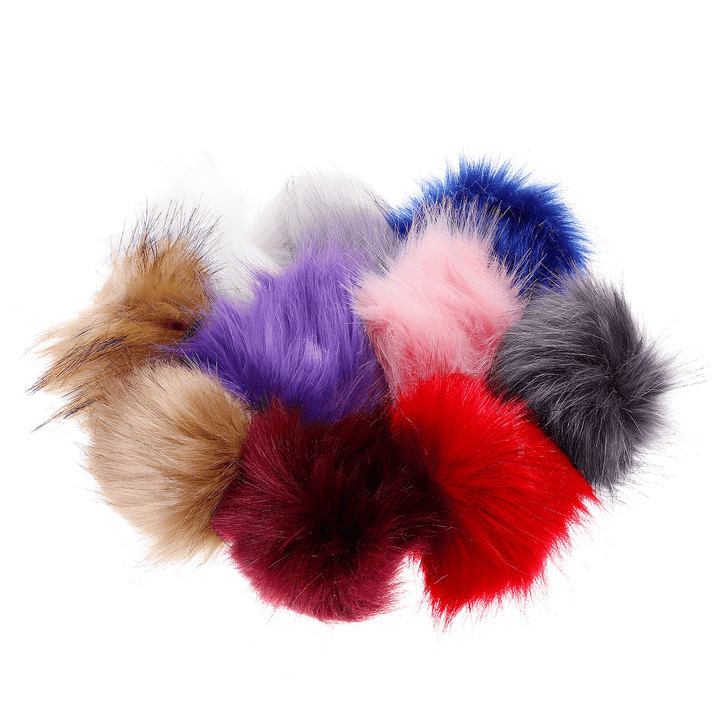 10Pcs/Set 12CM/4.72 Inch Faux Fox Fur Fluff Balls for Knitted Hat Accessories Key Chain Scarf DIY Pendant Accessories - MRSLM