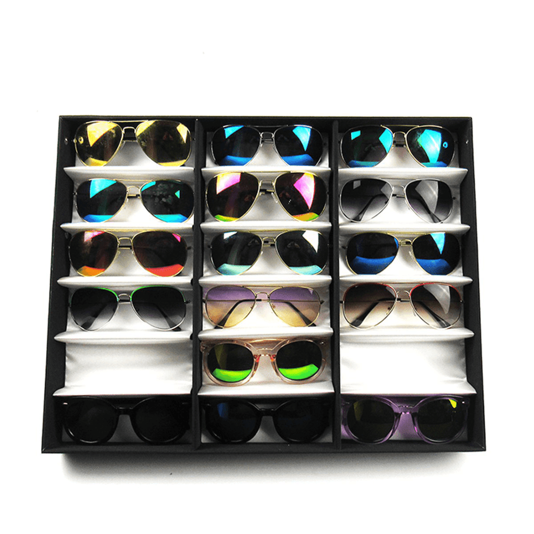 18 Grids Eyeglass Sunglasses Glasses Storage Display Box Grid Stand Case Box Holder