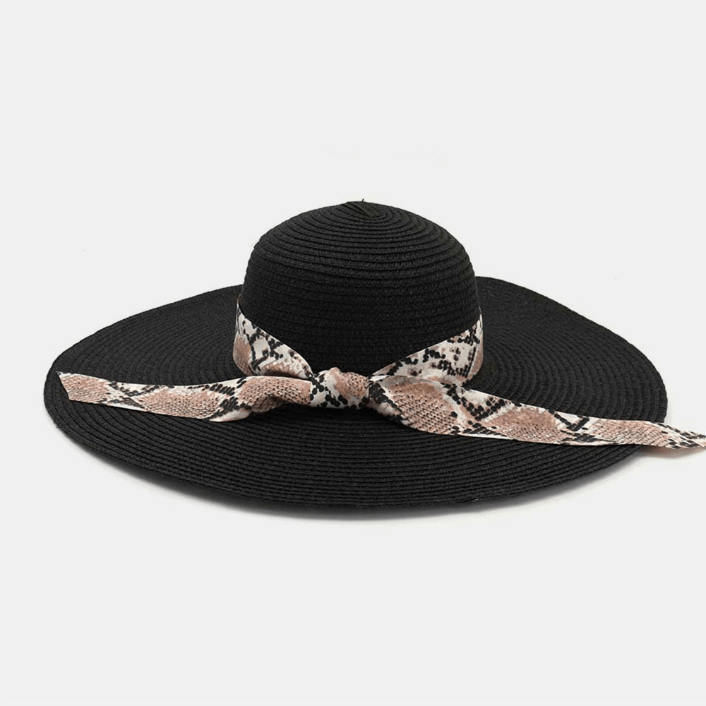 Women Sunscreen Vacation Beach Wild Brim Sun Hat Elegant Stylish Bowknot Straw Hat