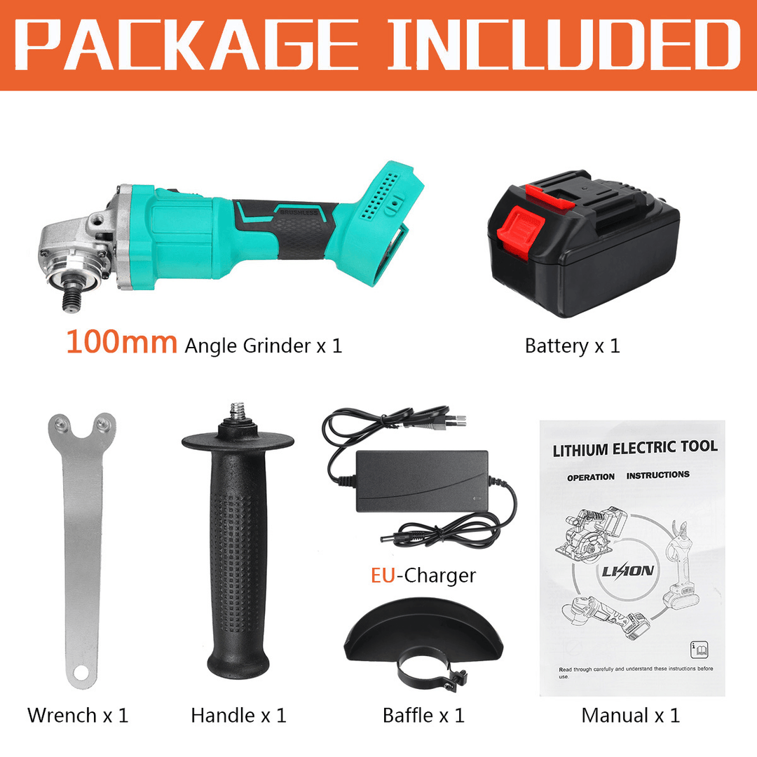 100Mm Brushless Cordless Angle Grinder 3 Gears Polishing Grinding Cutting Tool with Battery Also for for Makita 18V Battery - MRSLM