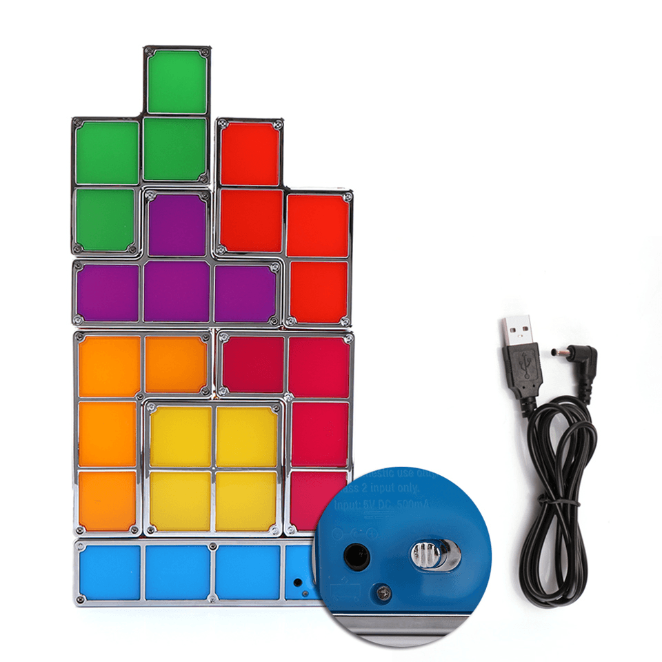 DIY Tetris Puzzle Novelty LED Night Light Stackable LED Desk Table Lamp Constructible Block Kids Toy'S Light Christmas Gift