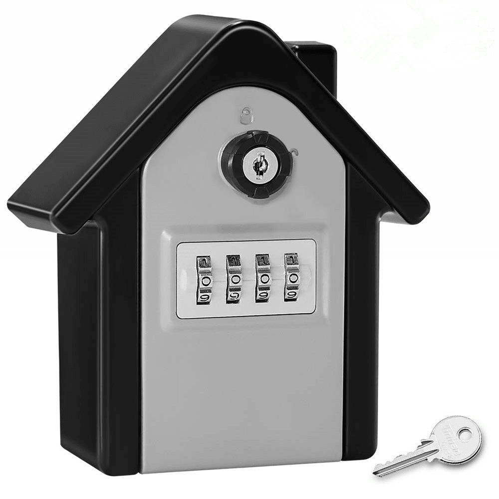 Aluminum Alloy Password Box Wall Mounted Key Lock Box 4 Digit Code Combination Key Storage Box for Realtor Construction Indoor Outdoor Room Escape