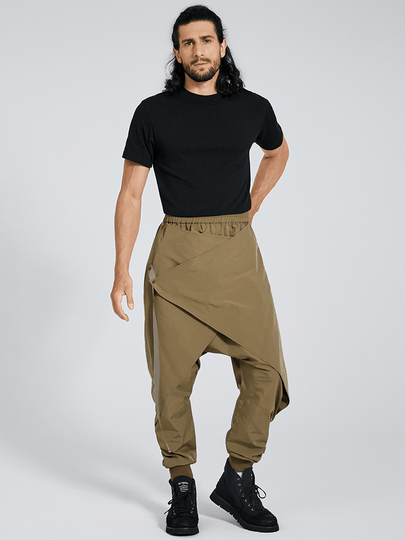 Male Fashion Patchwork Dropped Crotch Pants