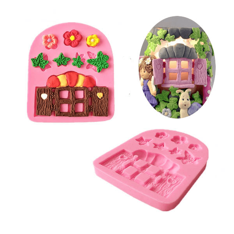 Plants Wooden Window Liquid Silicone Mold Fondant Cake Decorating Mould