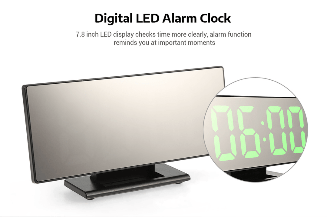 Digital Alarm Clock Mutifunction LED USB Charging Mirror Alarm Home Decor Desk Clock