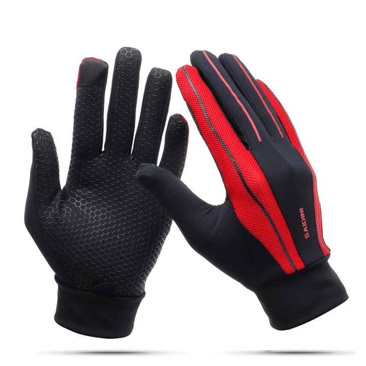 Mens Silicone Riding Non-Slip Touch Screen Gloves Thicken Windproof Full Finger Glove