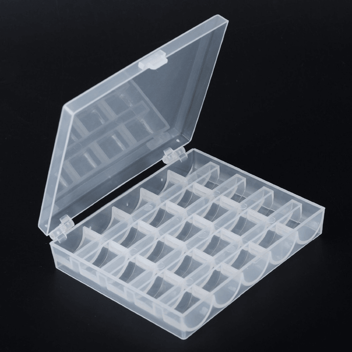 25Pcs/Set Empty Bobbins Sewing Machine Spools Clear Plastic Case Storage Box for Sewing Machine