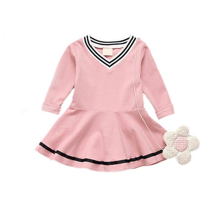 Girls Autumn Outfit, 0-1-2-3 Years Old Female Baby Long Sleeve Dress, Infant Head Skirt, One for E3082