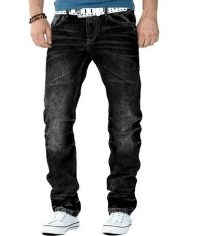 Jeans Casual Open-Line Hip-Hop Trousers Straight-Leg Men'S Trousers