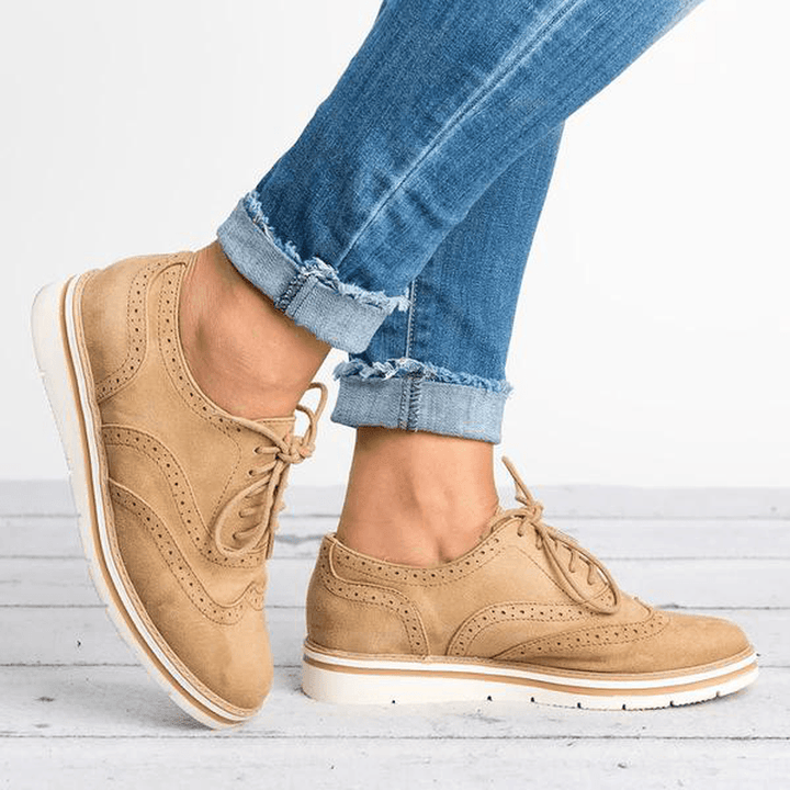 Women plus Size Brogue Lace up Soft Lace up Casual Oxford Loafers