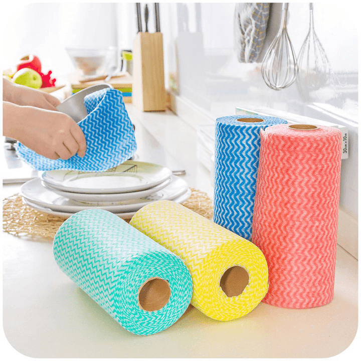 25 Pcs/Roll Non-Woven Kitchen Cleaning Cloths Disposable Multi-Functional Rags Wiping Scouring Pad Furniture Kitchenware Wash Towel Dishcloth