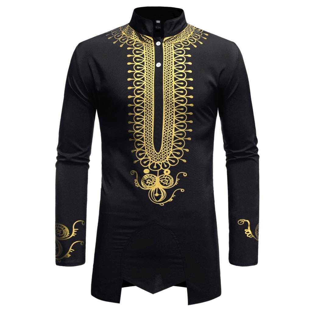 Men'S Bronzing Pattern Irregular Shirt