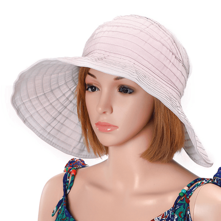 Women Foldable Sun Protective Beach Hat Summer Outdoor Gardening Anti-Uv Wide Brim Visor Cap - MRSLM