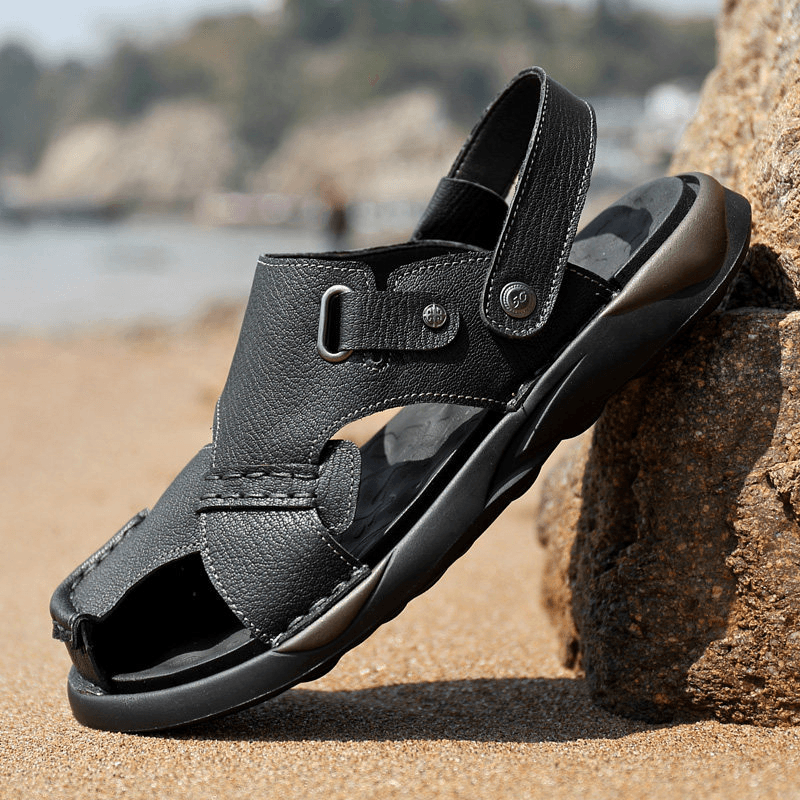 Men Microfiber Soft Sole Non Slip Lightweight Closed Toe Casual Beach Sandals