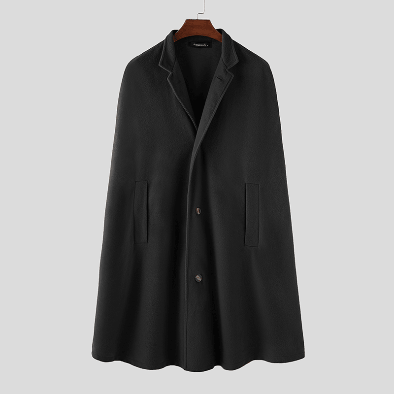 Mens New Mid Long Cloak Han Style Batwing Collar Coats