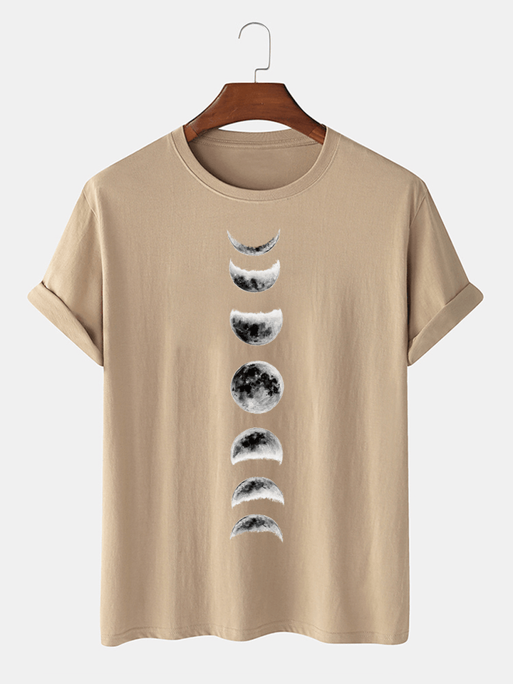 Mens 100% Cotton Moon Eclipse Printed Short Sleeve Graphic T-Shirts