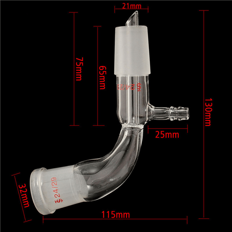 24/29 Glass Bend Connector Tube Vacuum Distillation Take off Adapter