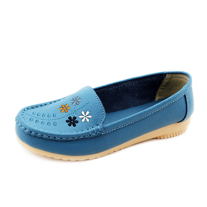 Flower Embroidery Casual Slip on Flat Shoes - MRSLM