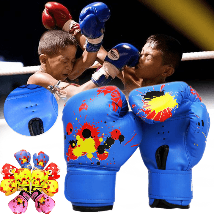 1 Pair Kids Boxing Gloves Punching Bag Training Thai Muay Kickboxing Sparring Gloves for 3-12 Years Old